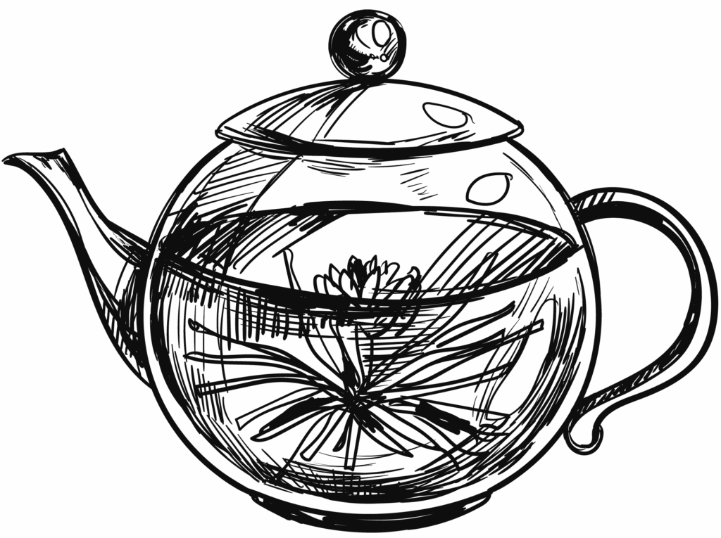 dessin d'une theière en verre 